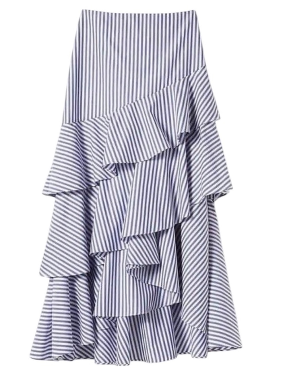 Banana Republic Blue and White Striped Tiered Ruffle Maxi Skirt - Picture 3 of 10
